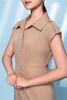Đầm sơ mi be cotton silk có cầu vai Maxivic