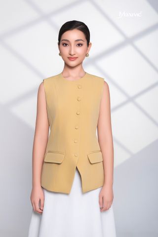 Áo vest cotton lụa vàng vạt xéo Maxivic