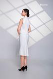 Áo vest cotton lụa trắng 4 túi Maxivic