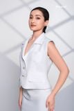 Áo vest cotton lụa trắng 4 túi Maxivic