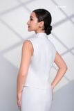 Áo vest cotton lụa trắng 4 túi Maxivic