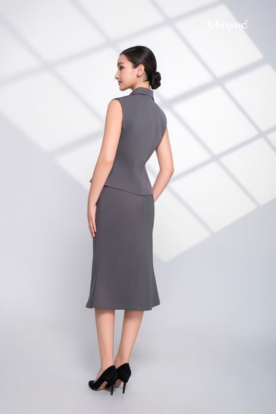 Áo vest cotton silk xám 4 túi Maxivic