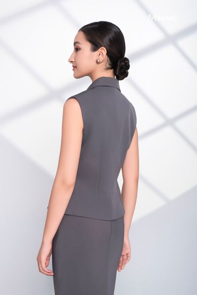 Áo vest cotton silk xám 4 túi Maxivic