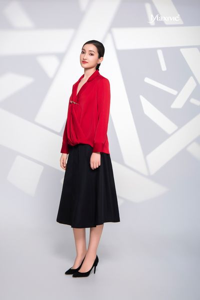 Áo vest đỏ cotton lụa Pháp Maxivic