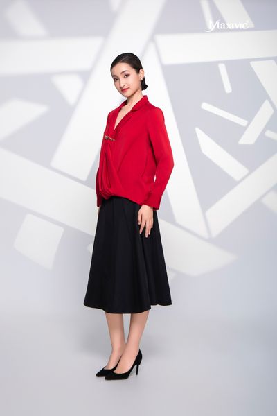 Áo vest đỏ cotton lụa Pháp Maxivic