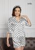BỘ PIJAMA NGẮN TRẮNG CHẤM BI, TAY LỬNG, SATIN LỤA KOREA