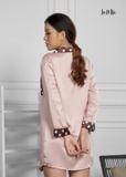 ĐẦM PIJAMA MÀU HỒNG CỔ ĐAN TÔNG, SATIN LỤA KOREA