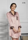  ĐẦM PIJAMA MÀU HỒNG CỔ ĐAN TÔNG, SATIN LỤA KOREA 