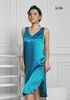 ĐẦM MẶC NHÀ, SATIN LỤA KOREA, SÁT NÁCH, CỔ TIM, XANH CHẤM BI