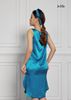 ĐẦM MẶC NHÀ, SATIN LỤA KOREA, SÁT NÁCH, CỔ TIM, XANH CHẤM BI