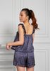 BỘ MẶC NHÀ NGẮN 2 DÂY CÁNH TIÊN, XANH DƯƠNG CHẤM BI, SATIN LỤA KOREA