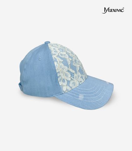 Mũ lưỡi trai cotton hoạ tiết ren trắng Maxivic