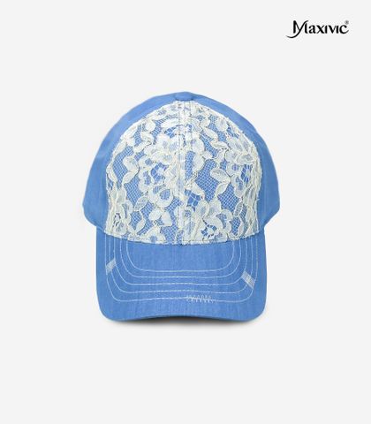 Mũ lưỡi trai cotton hoạ tiết ren trắng Maxivic