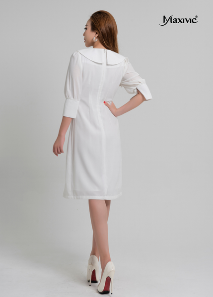 ĐẦM KIỂU VEST MAXIVIC CỔ SEN NHẬT 10 NÚT