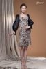 Đầm beo lụa cát cổ vuông tay phồng organza đen Maxivic