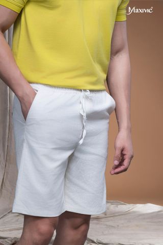 Quần nam linen trắng ngắn Maxivic