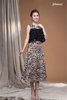 Áo beo lụa cát đắp tua rua chiffon đen Maxivic