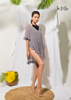 ÁO CHOÀNG BIKINI, MÀU XÁM, CỔ V, NHÚN BÈO, DÂY RÚT EO