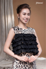 Áo beo lụa cát đắp tua rua chiffon đen Maxivic