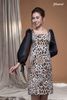 Đầm beo lụa cát cổ vuông tay phồng organza đen Maxivic