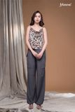 Quần nữ xen lụa xám đậm túi hộp rút ống