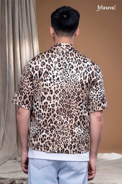 Áo sơ mi danton beo lụa cát túi đắp Maxivic