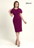 ĐẦM BODY MÀU TÍM, CỔ TRÒN, TAY ĐẮP