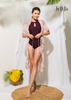 ÁO CHOÀNG BIKINI, MÀU HỒNG NHẠT, HỌA TIẾT HOA, TAY NGẮN, DÂY CỘT EO
