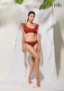 BIKINI 2 MẢNH, MÀU CAM, TAY PHỐI REN, DÂY CÀI SAU, CỘT DÂY CỔ