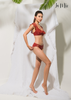 BIKINI 2 MẢNH, MÀU CAM, TAY PHỐI REN, DÂY CÀI SAU, CỘT DÂY CỔ