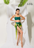 VÁY CHOÀNG BIKINI, MÀU XANH LOANG, NHÚN BÈO, CỘT EO