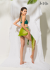 VÁY CHOÀNG BIKINI, MÀU XANH LOANG, NHÚN BÈO, CỘT EO