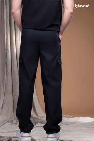 Quần nam kaki đen túi hộp rút ống