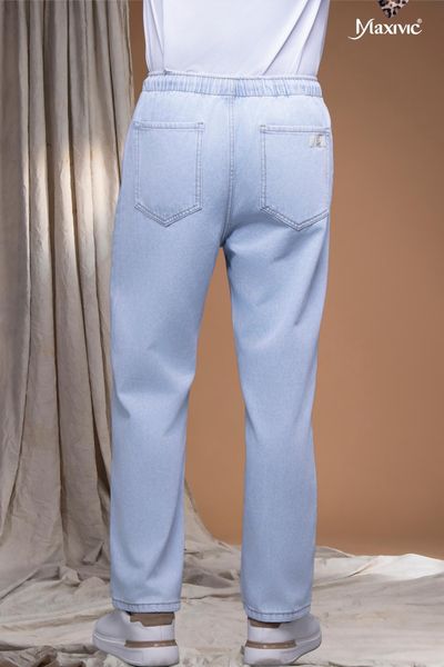 Quần nam jean xanh nhạt lưng thun