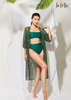 ÁO CHOÀNG BIKINI, HỌA TIẾT MÀU XANH LÁ, TAY LỬNG