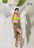 VÁY CHOÀNG BIKINI, HỌA TIẾT XANH, CỘT EO