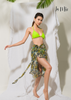 VÁY CHOÀNG BIKINI, HỌA TIẾT XANH, CỘT EO