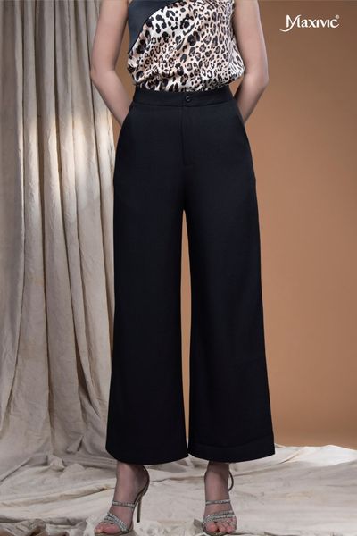 Quần tây nữ ống rộng cạp cao Maxivic