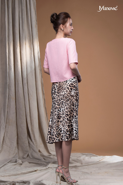 Áo croptop dây rút hồng Maxivic