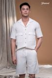 Áo sơmi linen nam màu trắng Maxivic