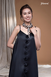 Đầm 2 dây tafta đính hoa Maxivic