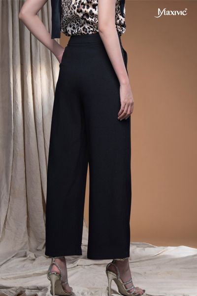 Quần tây nữ ống rộng cạp cao Maxivic