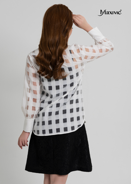 ÁO SƠ MI MAXIVIC ORGANZA Ô VUÔNG