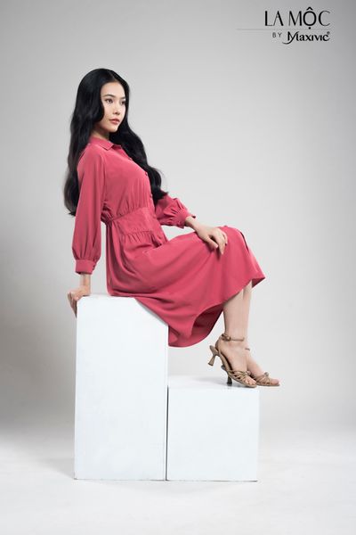 ĐẦM SƠ MI LỤA MÀU HỒNG