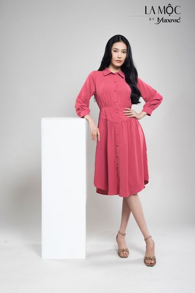 ĐẦM SƠ MI LỤA MÀU HỒNG