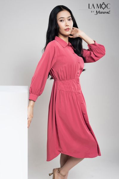 ĐẦM SƠ MI LỤA MÀU HỒNG