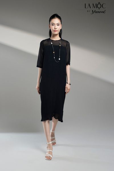 ĐẦM VOAN SUÔNG ĐEN TAY LỬNG