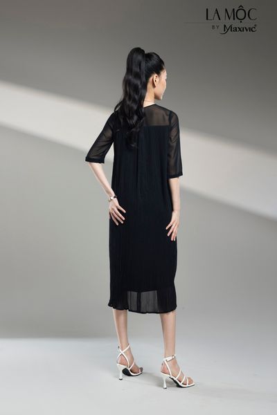 ĐẦM VOAN SUÔNG ĐEN TAY LỬNG