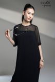 ĐẦM VOAN SUÔNG ĐEN TAY LỬNG