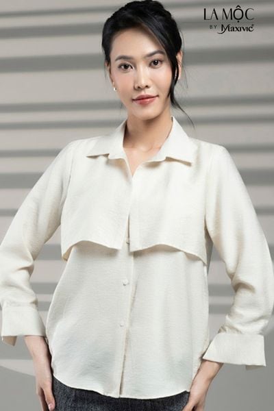 ÁO SƠ MI LỤA MÀU KEM LA MỘC
